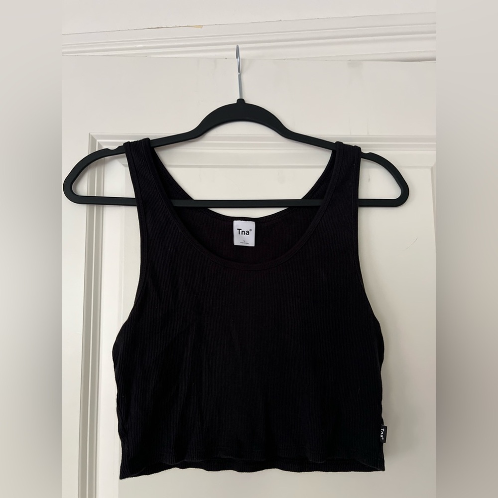 Aritzia TNA Black Ribbed Tank Top Size Large